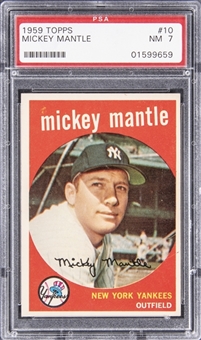 1959 Topps #10 Mickey Mantle Card - PSA NM 7
